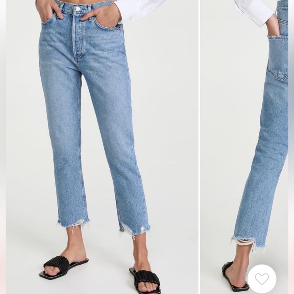 Agolde Riley High Rise Raw Hem Straight Crop Jeans